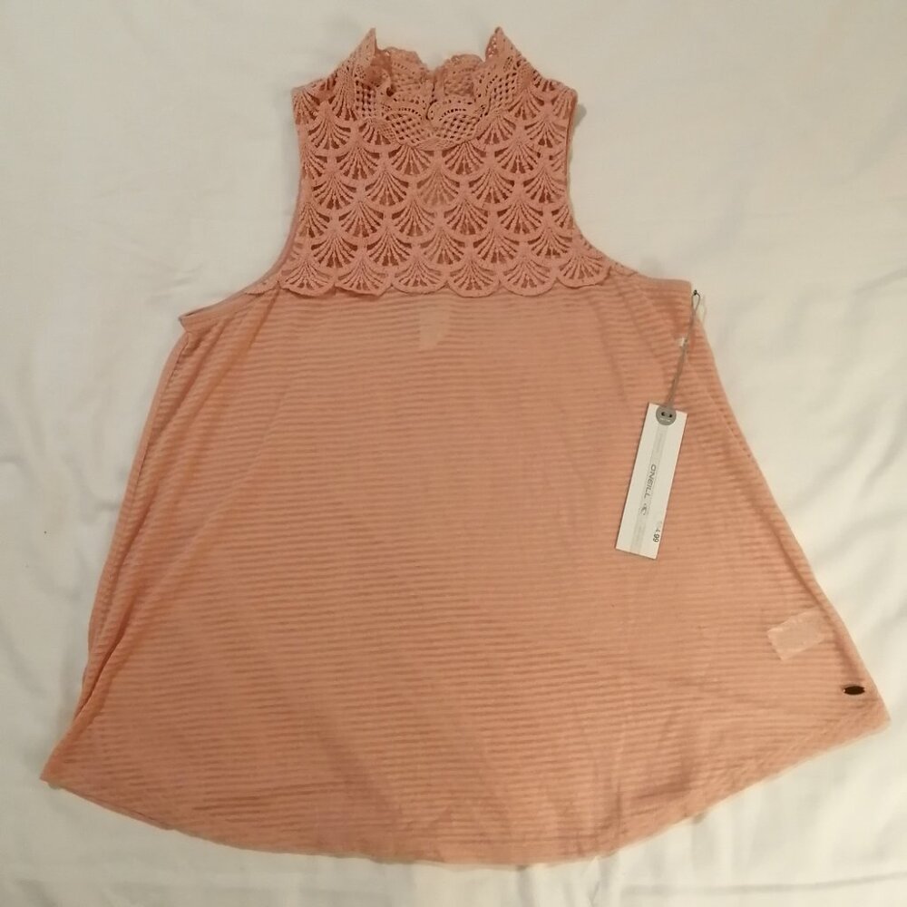 BNWT-- O'Neill Halter Tank with Crocheted Lace Neckline and Keyhole Back